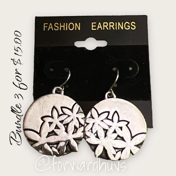 Bundle Sale 3 for $15 | Dangle Silvertone Fashion Earrings - Picture 3 of 6